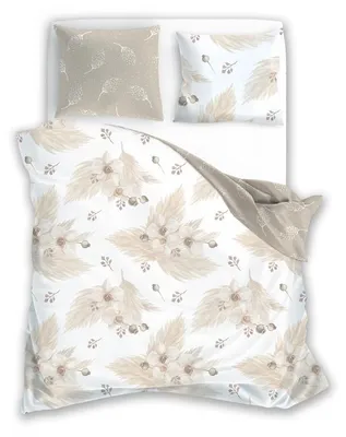 Produktbild von Bettwäsche, Satin-Bettwäsche, 100 % Baumwolle, hohe Qualität, Boho 200x220 05 Beigefarbene Blätter