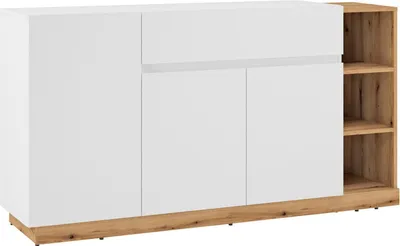 Produktbild von Kommode Bristol Sideboard 163x40x86cm Farbe wählbar,Weiß / Evoke Eiche