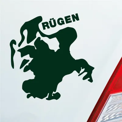 Produktbild von Auto Aufkleber Rügen Spaß Insel Deutschland Urlaub 10x9 cm Dunkelgrün Sticker Heckscheibenaufkleber