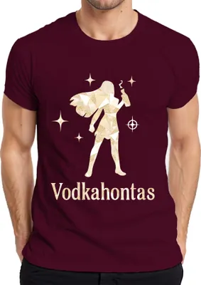 Zdjęcie produktu dla Vodkahontas Śmieszne powiedzenie na wieczór panieński JGA Koktajl Party Damska koszulka męska, bordowy, S