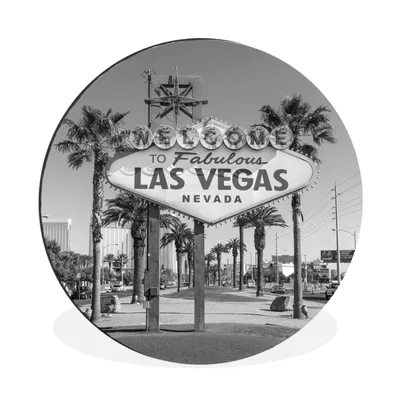 Obrázok produktu pre MuchoWow® Hliníkový stenový kruh - Uvítací nápis Las Vegas - 90