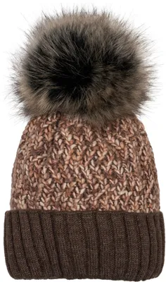 Produktbild von styleBREAKER Damen bunte Strick Bommelmütze mit Fleece Futter, Winter Fellbommel Mütze 04024169