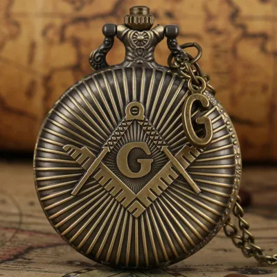 Produktbild von Elegante Freemasonry Taschenuhr in Gold und Braun - Klassisches Design KP8075