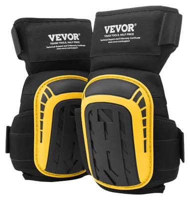 Image de Genouillères VEVOR 30 x 20 x 7 cm, genouillères en gel de mousse de carrelage pour le jardinage, le revêtement de sol, les travaux de toiture et le nettoyage, jaune et noir