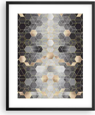 Produktbild von Gerahmtes Poster - Schwarzer Rahmen - Geometrisch Abstraktion Sechsecke - 40x50 cm - Wand Bild - Wanddeko - Wandbilder - Kunstposter - Wandposter - Bilderrahmen - Bilder - Kunstdruck - P2BPA40x50-4776