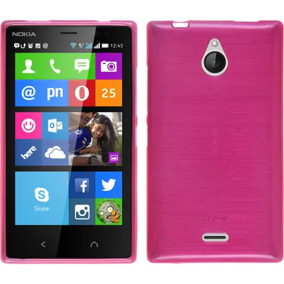 Produktbild von PhoneNatic Case kompatibel mit Nokia X2 - pink Silikon Hülle brushed + 2 Schutzfolien