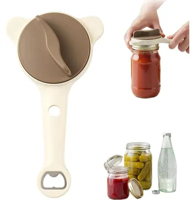 Produktbild von 4-in-1 Deckelöffner Verstellbar 2,5–9 cm – Glasöffner mit Hebelwirkung für Gläser, Flaschen & Schraubverschlüsse, Ideal für Senioren & Arthritis, Grau
