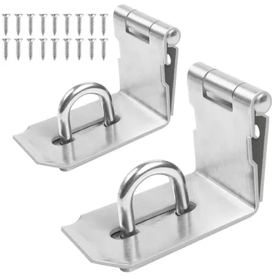 Image de Ensemble de 2 serrures de sécurité, 4 et 5 pouces, en acier inoxydable, verrouillables avec 18 vis