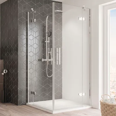 Produktbild von Eckeinstieg Drehtür 4-teilig Breuer Avanta 75x90 cm Klarglas Profilfarbe chrom