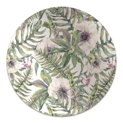 Produktbild von Rundmatte - Stuhlunterlage Bürostuhlunterlage - Rund Ø 100 cm - Bodenmatte - Fußmatte - weiße Blumen