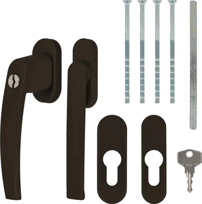 Aluminium Balkontürgriff in braun RAL8019 - abschließbar
