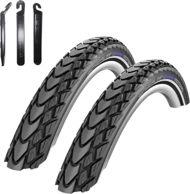 Obrázok produktu pre 2 x Schwalbe Marathon Mondial Performance bicyklová pneumatika RaceGuard E-25 bicyklová pneumatika 37-622 (28 x 1,40") vrátane montážnej páky