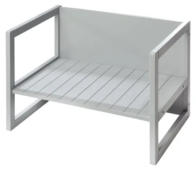 Produktbild von roba Sitzbank für Kinder im Landhausstil - Bank zum Wenden mit 2 Sitzhöhen - als Kindertisch verwendbar - Bis 60 kg belastbar - Holz grau lackiert