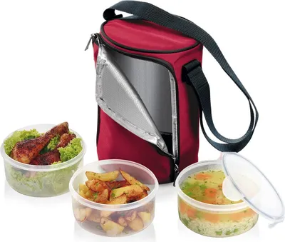 Produktbild von Tescoma Essenträger FRESHBOX, mit 3 Dosen 1.5 l, bordeauxrot