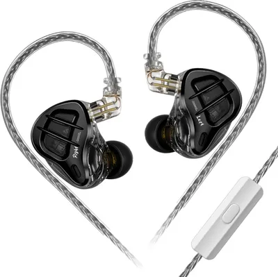 Produktbild von KZ ZAR 1DD+7BA Hybrid-Treiber HiFi-Musik-Ohrhoerer 3,5 mm kabelgebundener In-Ear-Kopfhoerer Sportspiel-Headset Ohrhoerer 2-poliges abnehmbares austauschbares Kabel Inline-Steuerung mit Mikrofon