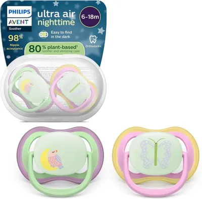 Obrázok produktu pre Philips AVENT SCF376/29, Nočný detský cumlík, Ortodontické, Silikón, Chlapec / dievča