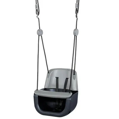 Immagine prodotto di TRIBECCO Altalena per bambini 3 in 1 con cintura di sicurezza – Altalena da giardino – Seduta regolabile – Da 9 mesi a 12 anni – Fino a 70 kg (antracite)