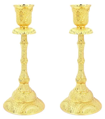 Productafbeelding van Solidchoice - Set van 2 Kaarsenhouders - Gouden en Zilveren Decoratieve Tafelsieraden