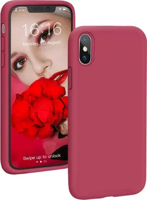 Image de Coque Silicone Pour Iphone Xs/X 5.8' Rose Rouge