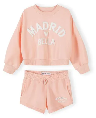Produktbild von Minoti Mädchen Set Sweatshirt Shorts Baumwolle Koralle - Baby Set Mädchen mit elastischem Bund