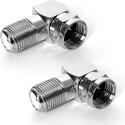 Produktbild von 2x TV Adapter F-Stecker zu F-Buchse 90° gewinkelt Metall F-Adapter Sat Kupplung