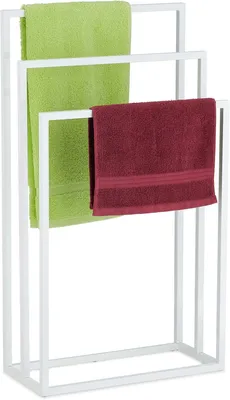 Zdjęcie produktu dla Stojak na ręczniki - 3 ramiona - Stal - Nowoczesny - Wolnostojący - 82,5 x 46 x 21 cm - Stojak na ręczniki do łazienki - Biały
