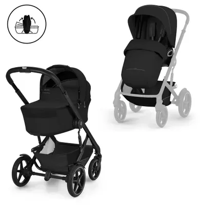 Produktbild von cybex Kinderwagen TALOS S LUX BLK incl. Babywanne faltbar Moon Black | black