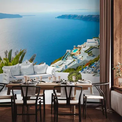 Produktbild von Vlies Fototapete - View on Santorini 150x105 cm Landschaften c-C-0035-a-a