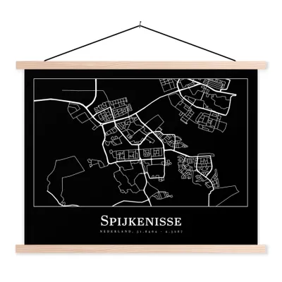 Obrázek produktu pro MuchoWow® Textilní plakát - Spijkenisse - Mapa - Mapa města - 60x45cm - S hnědými lamelami