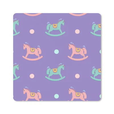 Produktbild von MuchoWow® Mauspad Mousepad Schaukelpferd - Muster - Geburt 20x20 cm - Mousepads - Maus Mat - Pad - Mausunterlage - Desk Mat - Bureauartikeln