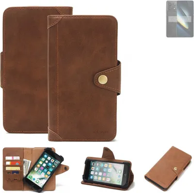 Produktbild von K-S-Trade Handyhülle kompatibel mit POCO F6 Pro Schutz Hülle Walletcase Bookstyle Tasche Case Handytasche Wallet Flipcase Cover PolyurethanBraun (1x)