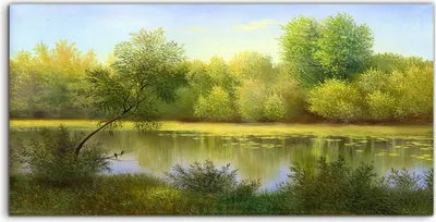 Produktbild von Coloray Canvas 140x70  Wandbild Leinwand Bilder Deko Waldlandschaft Holzsee Wasser