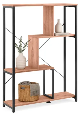 Standregal 80x24x110 cm, offener Bücherschrank, Schwarz/Eiche