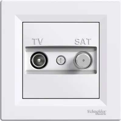 Produktbild von Durchgangsdose TV-SAT (4dB) mit Rahmen, weiß Schneider Asfora EPH3400221