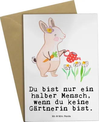 Produktbild von Mr. & Mrs. Panda Grußkarte Gärtnerin Herz - Weiß - Geschenk, Gartenbau, Gartenplaner, Gärtnerei, Spruch, osterkarte, Grußkarten, babykarte, weihnachtskarten