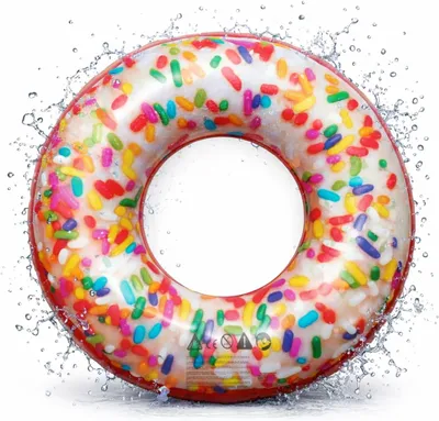 Produktbild von Donut Schwimmring aufblasbar Ø 120 cm – Schwimmreifen für Pool, See, Strand & Wasser (Donut Streusel)