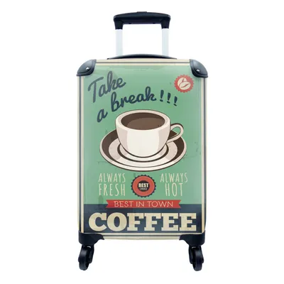 Produktbild von MuchoWow® Koffer Handgepäck Trolley Rollkoffer Kleine Reisekoffer mit 4 Rollen - Kaffee - Jahrgang - Zitat - Cabin Size < 55x40x23 cm & 55x40x20 cm - Fotokoffer - Kabinenkoffer - Boardgepäck - Reise-Box - Reisekoffer - Reisegepäck - Koffer mit Bild - Trolley für Kinder