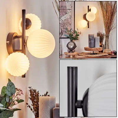 Produktbild von Isorella Wandlampe aus Metall/Riffelglas in Schwarz/Weiß