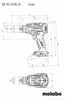 Obrázok produktu pre Metabo SB 18 LTX BL Q I, Pištoľová vŕtačka, Rýchloupínanie, Striedavý, Čierna, 1,3 cm, 2000 ot/min