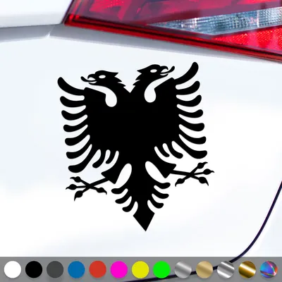 Produktbild von PantherPixel Albanien Aufkleber Shqiperia Wappen Adler Albania Sticker Auto Geschenkidee Farbe Schwarz