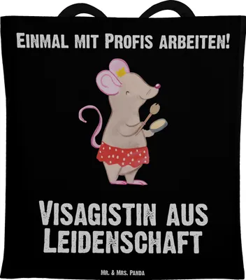 Produktbild von Mr. & Mrs. Panda festivaltasche Visagistin Leidenschaft - Schwarz - Geschenk, Tote Bag, Schultasche, Spruch, Ausbildung, Shopping Tasche, einkaufsshopper, Beauty Salon