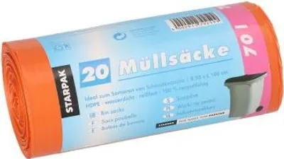 Produktbild von Müllsäcke, HDPE 70 l 100 cm x 58 cm orange 23 my