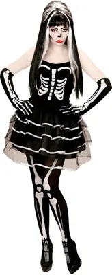 Obrázek produktu pro Okouzlující kostlivec nevěsta Halloween dámský kostým nemrtvý plus velikost černá a bílá
