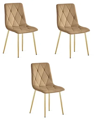 Image de Chaise LIBRA - velours marron / pieds dorés x 3