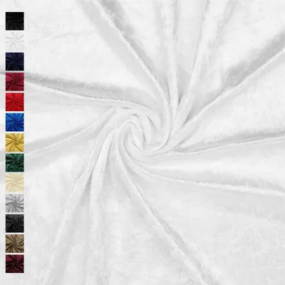 Produktbild von Pannesamt Meterware 140 cm breit – Stoff für Bekleidung, Kostüm & Deko, Uni Glänzend, 0,5 m Schritte, 13 Farben, Karneval & Weihnachten 002 Weiß