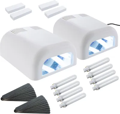 Produktbild von Sina 2 x UV Lichthärtungsgeräte, UV Lampe, Künstliche Fingernägel, inklusive 16 Röhren + 20 Feilen + 4 Buffer
