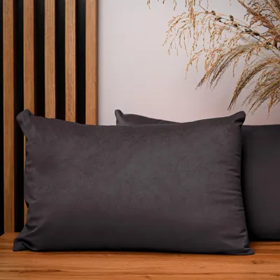 Produktbild von MG Design 2er Set Kissenbezüge 40 x 60 cm in Dunkelgrau - mit Reißverschluss, samtig-weich mit dezentem Schimmer, pflegeleicht & langlebig