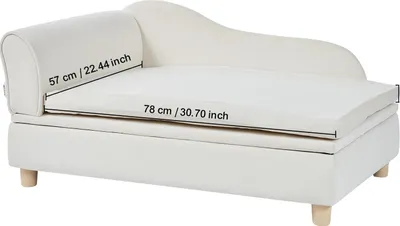 Obrázek produktu pro Pohovka pro domácí mazlíčky, Útulný sametový pelíšek, Robustní konstrukce, Bílá 36x23x16 in