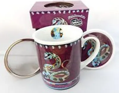 Produktbild von Kräuterteetasse Jake aus Porzellan mit Edelstahlsieb, 0,25 Liter Fassungsvermögen, 3-teilig