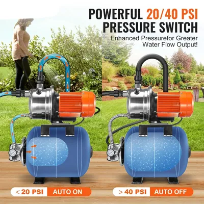 Produktbild von Tiefbrunnenpumpe – Gartenpumpe – Wasserpumpe – mit 5-Gallonen-Drucktank – tragbare Jetpumpe
